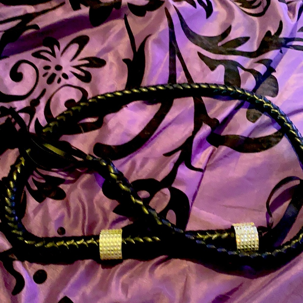 Bedazzled Braided leather whip